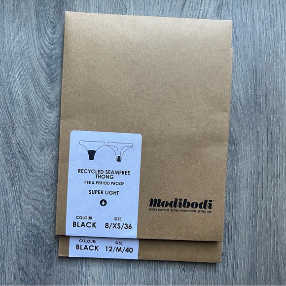 Modibodi Recycled Seamfree Thong (Black) - Picture 2 of 3